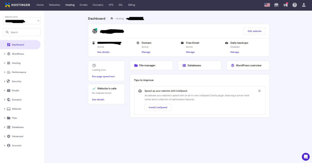 Hostinger hPanel