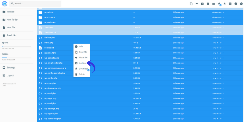 Archive all the files