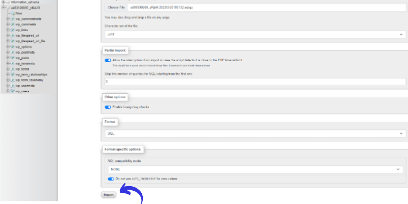 Import database 2nd