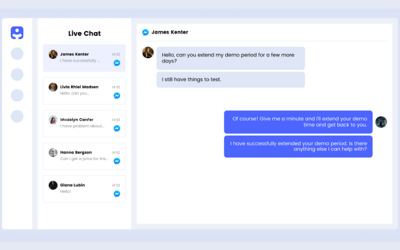 Facebook Live Chat Dashboard