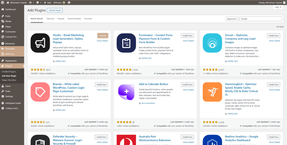 Install Hustle Plugin