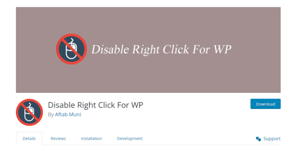 Disable Right Click For WP