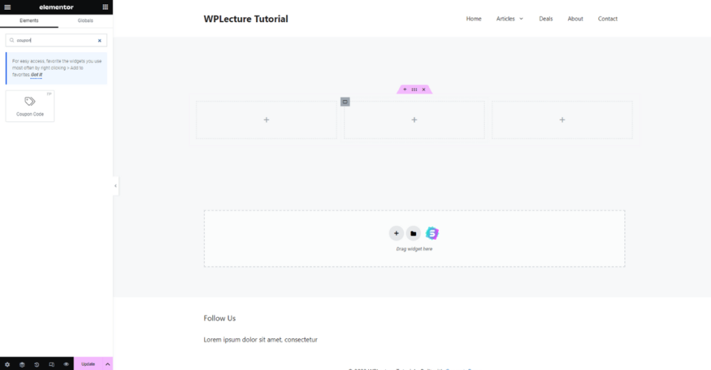 Search Coupon Code On Elementor