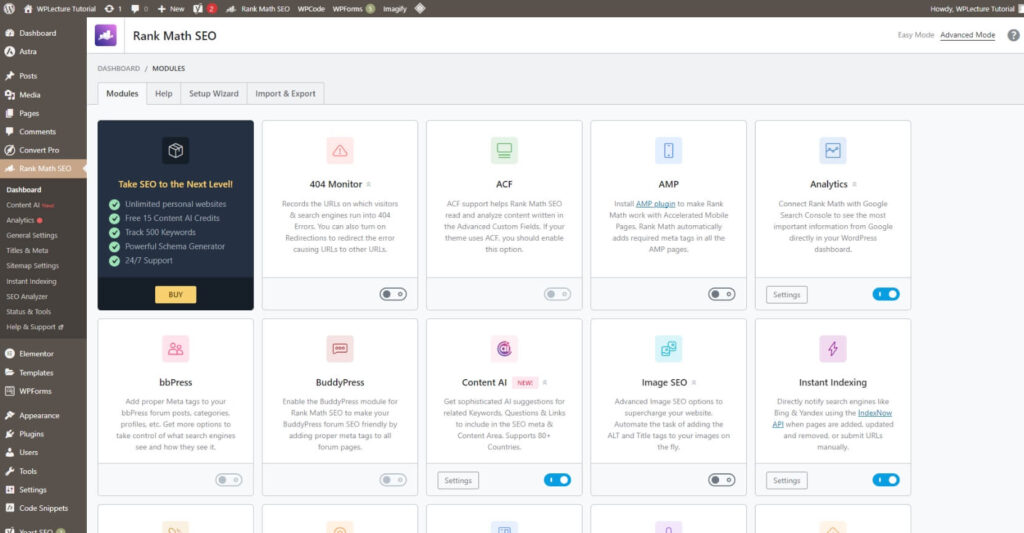 Rank Math Dashboard