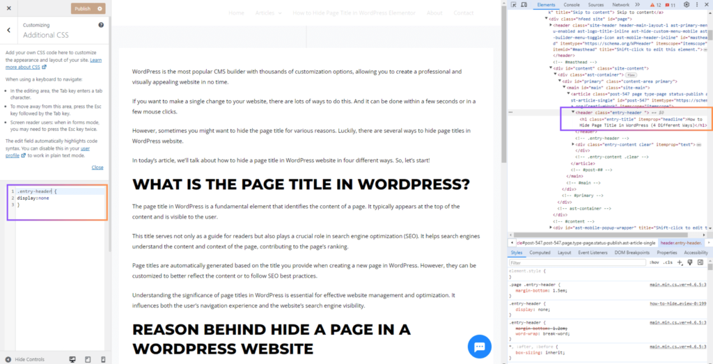 How to Hide a Page Title With Additional CSS