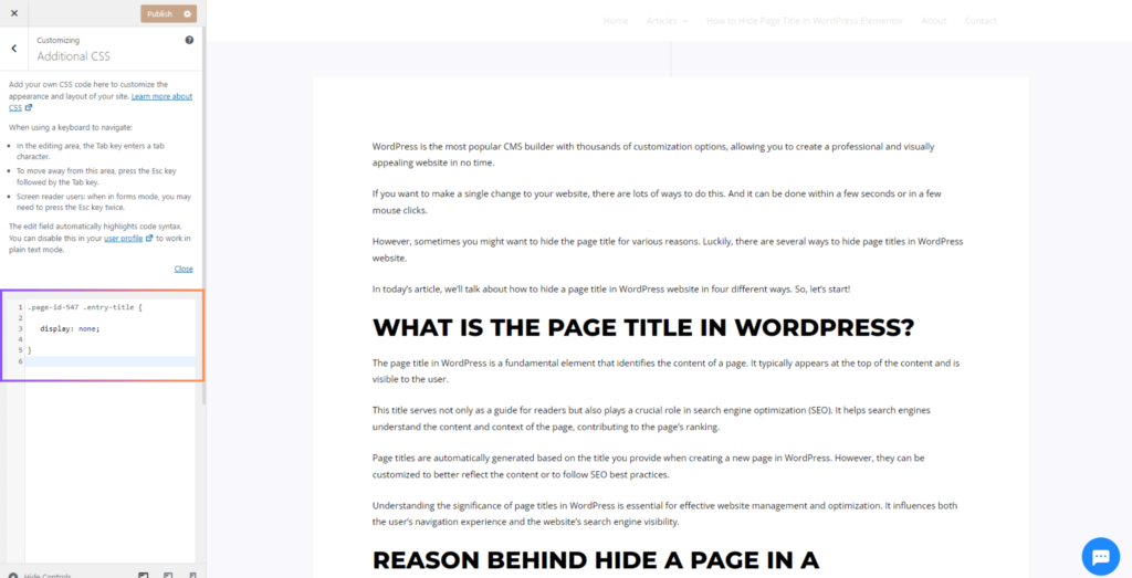How to Hide a Specific Page Title With Additional CSS