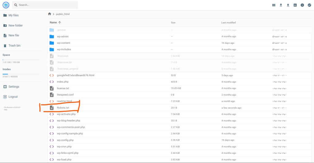 Upload Robots.txt file