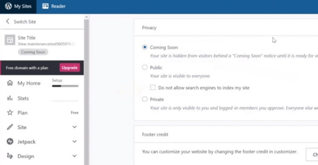 WordPress.com Privacy Setting