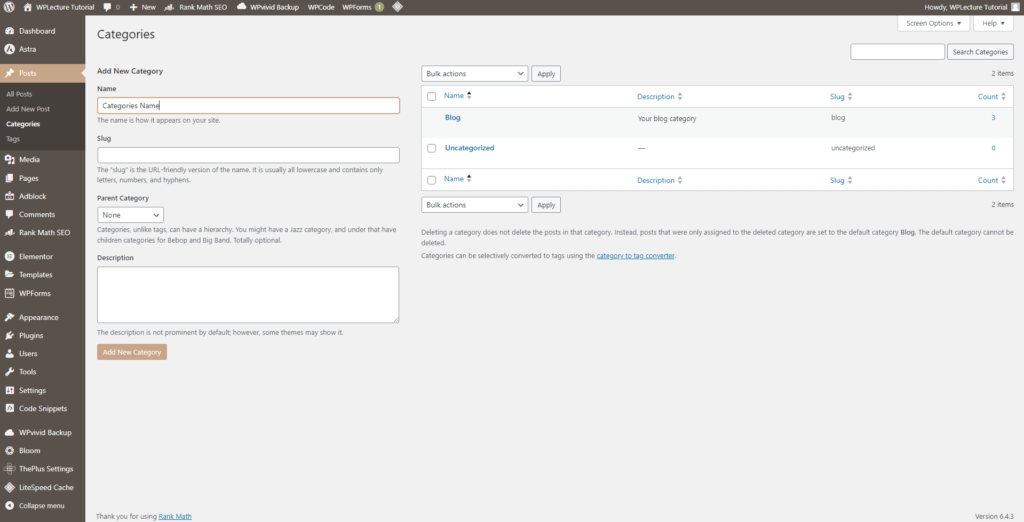 Add New Categories